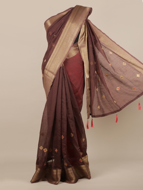 

Pothys Brown Woven Design Jute Silk Saree