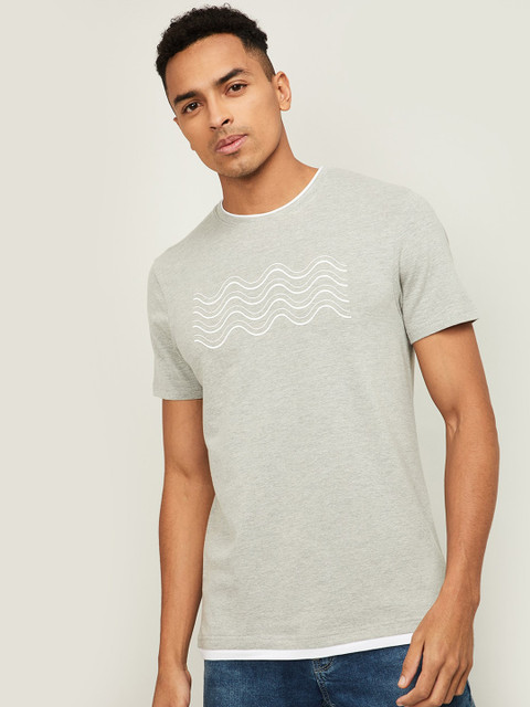 

Fame Forever by Lifestyle Men Grey Melange Printed Round Neck T-shirt