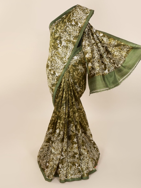 

Pothys Green Pure Silk Printed Murshidabad Silk Saree