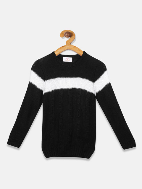 

OWM Boys Black Self Design Pullover Sweater