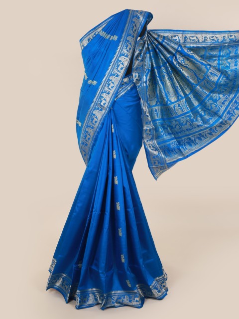 

Pothys Blue Pure Silk Woven Design Baluchari Saree