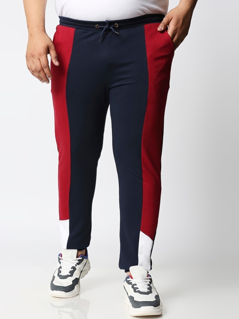 

Bewakoof Men Blue & Red Colorblocked Straight-Fit Plus Size Joggers