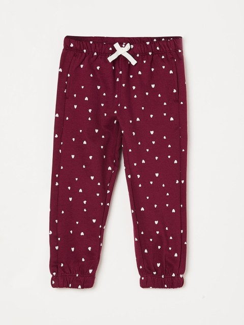 

Juniors by Lifestyle Infant Girls Burgundy & White Printed Joggers