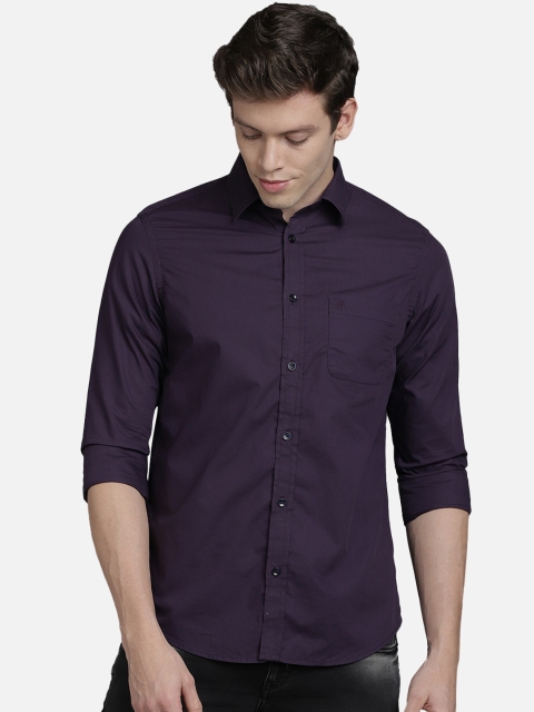 

TED HARBOR Men Purple Slim Fit Solid Casual Shirt