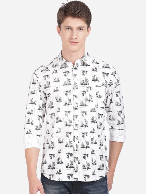 

ANTHEM Men White & Black Regular Fit Printed Casual Shirt