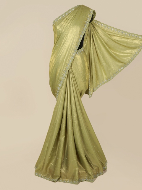 

Pothys Green Embellished Pure Georgette Saree