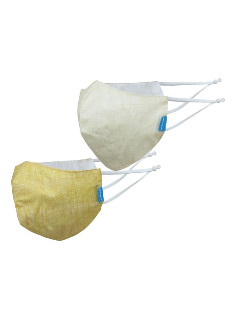 

Welspun Pack Of 2 Solid Anti-Viral Reusable Face Masks, Yellow