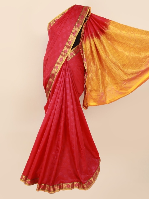 

Pothys Pink Pure Silk Solid Kanjeevaram Saree