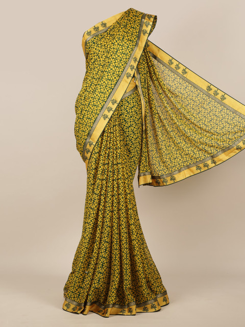 

Pothys Green Printed Poly Chiffon Saree