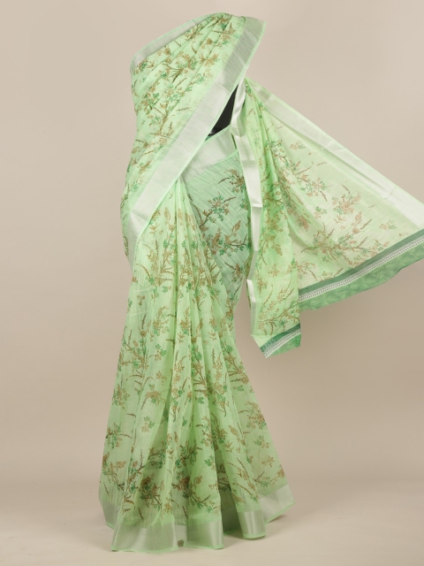 

Pothys Green Printed Jute Silk Saree