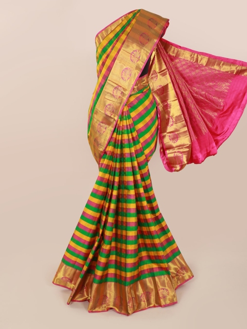 

Pothys Multicoloured Pure Silk Checked Kanjeevaram Saree, Multi