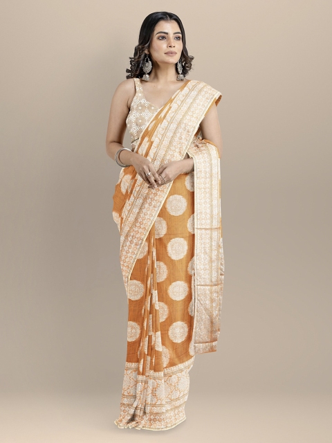 

BharatSthali Orange Silk Cotton Woven Design Banarasi Saree