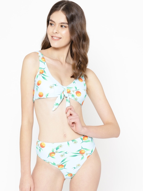 

VOXATI Women Sea-Green & Orange Printed Swim Bikini Set