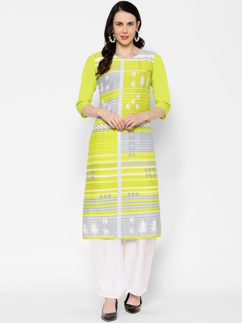 

7Threads Women Green Ethnic Motifs Printed Crepe Kurta