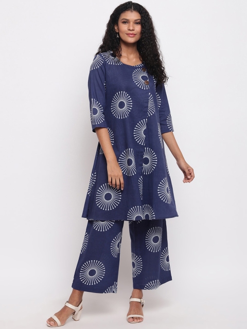 

FABNEST Women Blue Printed Kurta with Palazzos