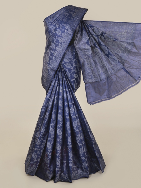 

Pothys Blue Pure Silk Woven Design Tussar Saree