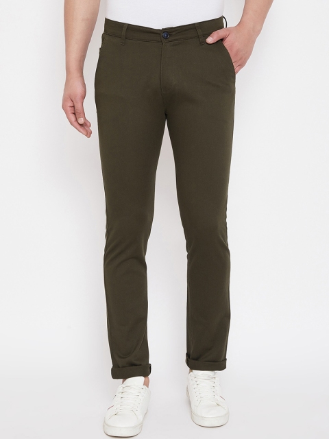 

Crimsoune Club Men Olive Green Slim Fit Solid Regular Trousers