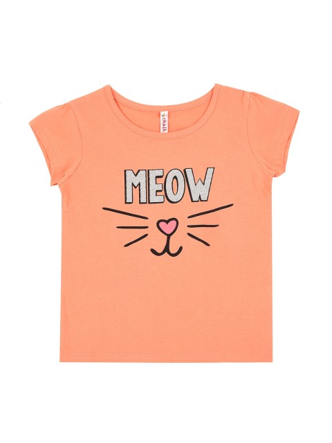 

CHALK by Pantaloons Girls Peach-Coloured Printed Round Neck T-shirt