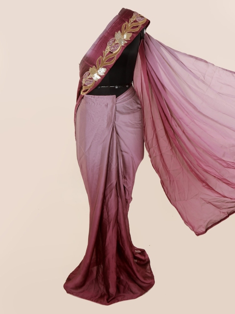 

Pothys Purple Colourblocked Pure Georgette Saree