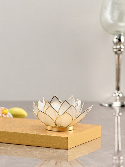 

Pure Home and Living Beige & Gold-Toned Lotus Petals Tea-Light Holder