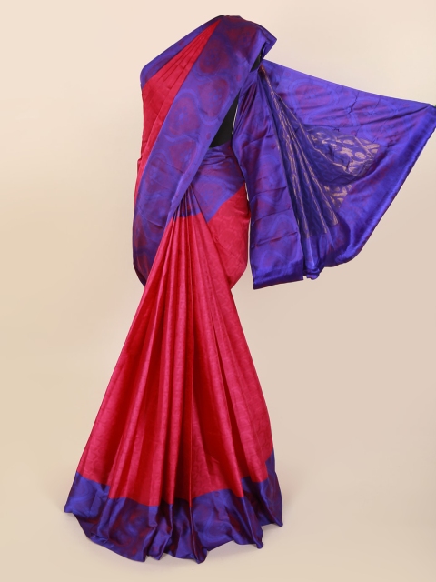 

Pothys Magenta & Blue Pure Silk Woven Design Kanjeevaram Saree