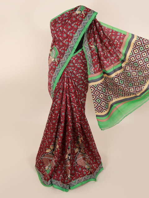 

Pothys Maroon Pure Silk Printed Murshidabad silk Saree