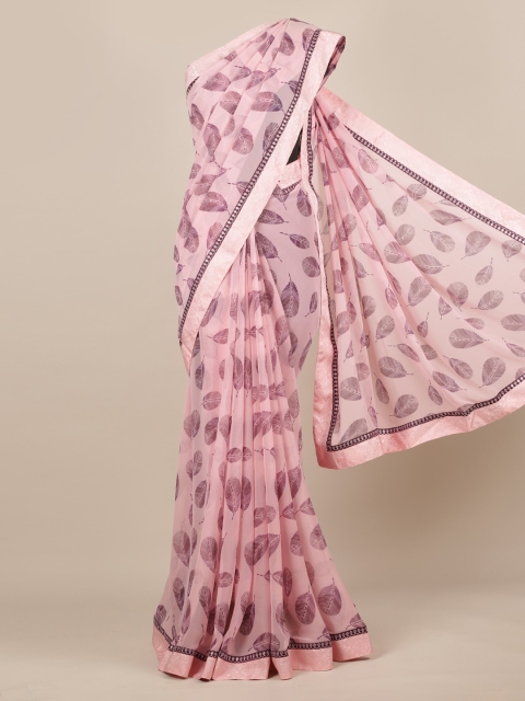 

Pothys Pink Printed Poly Chiffon Saree