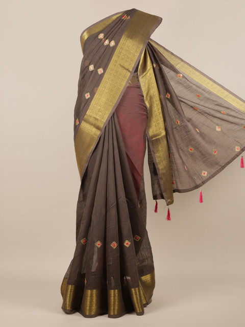 

Pothys Brown Woven Design Jute Silk Saree