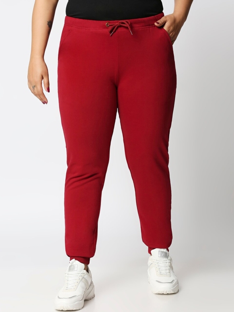 

Bewakoof Women Red Solid Plus Size Joggers