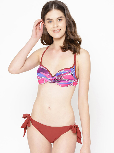 

VOXATI Women Pink & Purple Printed Swim Bikini Set bik667mn