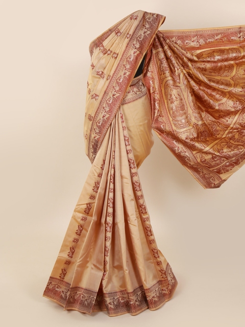 

Pothys Cream-Coloured Pure Silk Woven Design Baluchari Saree
