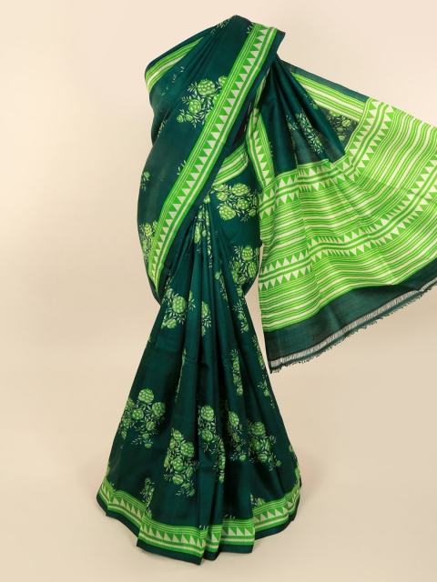 

Pothys Green Pure Silk Printed Murshidabad silk Saree