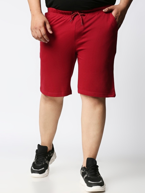 

Bewakoof Men Maroon Solid Loose Fit Regular Shorts