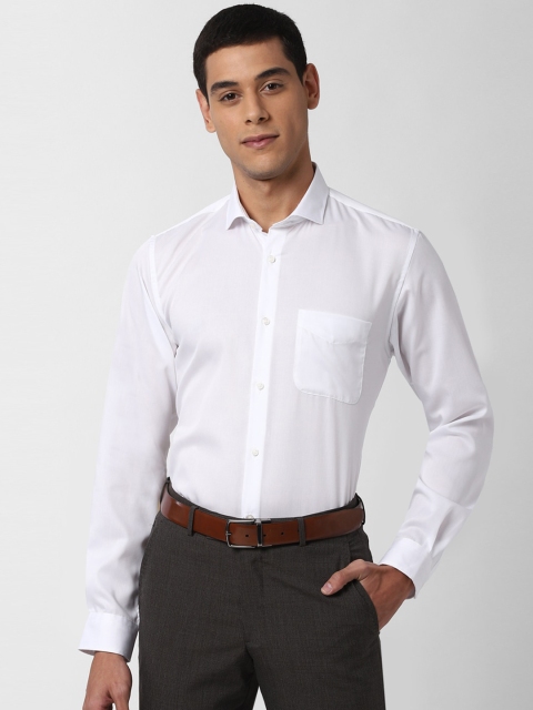 Peter England Men White Slim Fit Solid Casual Shirt