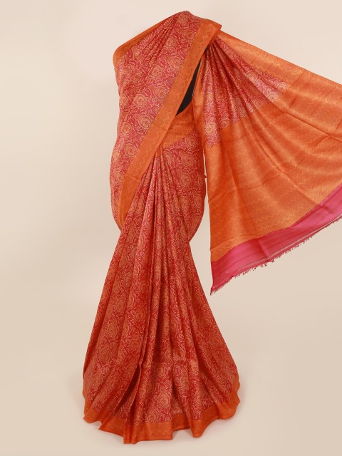 

Pothys Rust Orange Pure Silk Woven Design Murshidabad silk Saree