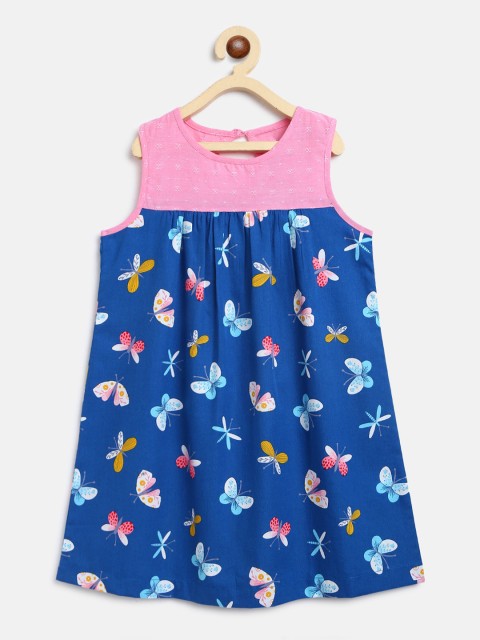 

Campana Girls Navy Blue Printed A-Line Dress