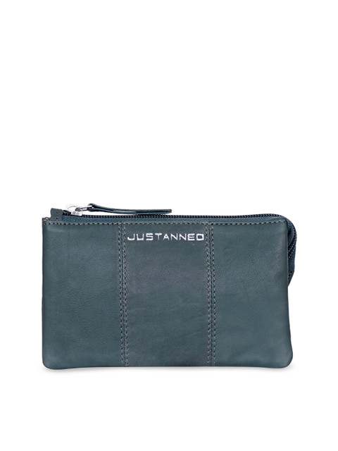 

Justanned Women Grey & White Solid Leather Zip Around Wallet