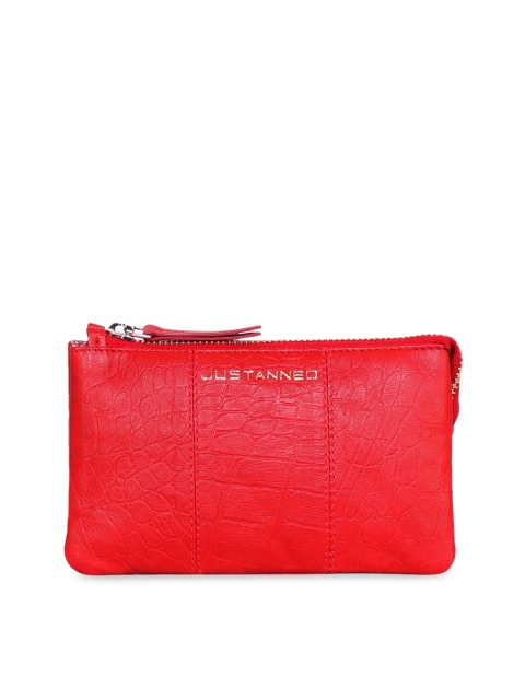 

Justanned Women Red Textured Leather Zip Around Wallet