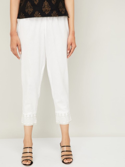 

Melange by Lifestyle Women White Regular Fit Solid Trousers