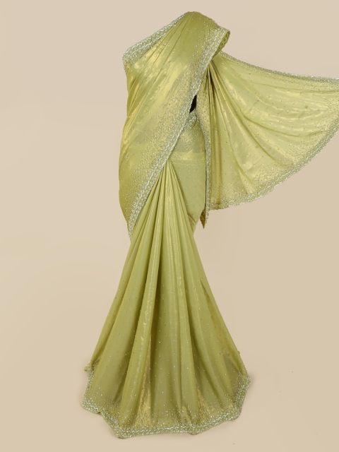 

Pothys Green Embellished Pure Georgette Saree