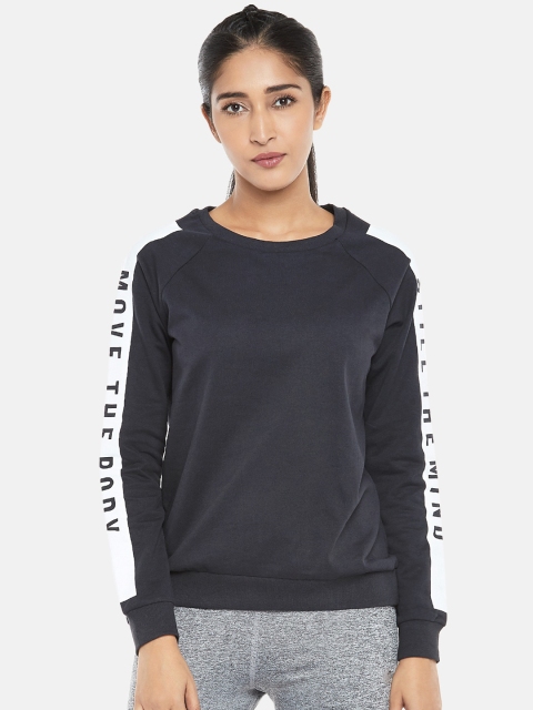 

Ajile by Pantaloons Women Navy Blue & White Printed Sweatshirt
