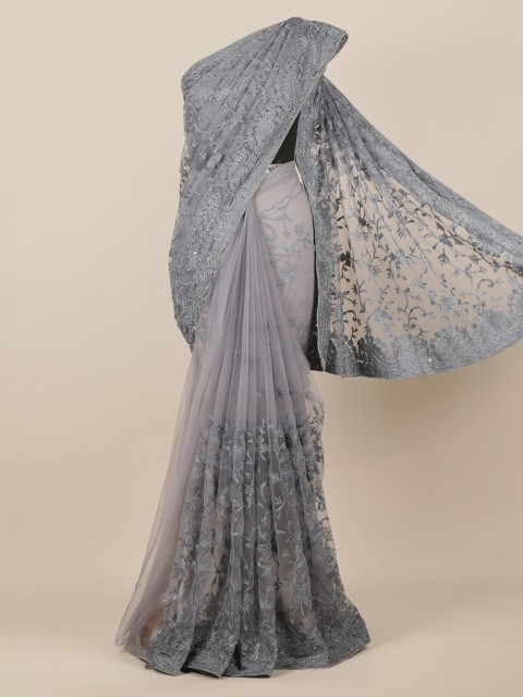 

Pothys Grey Embroidered Net Saree