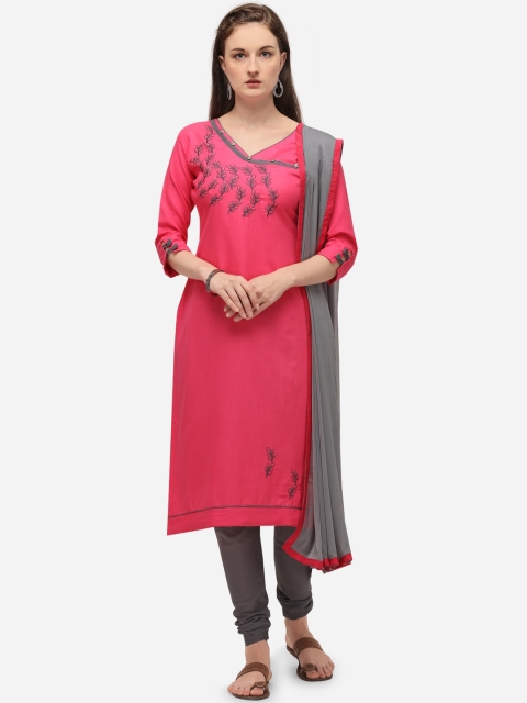 

mf Pink & Grey Cotton Blend Unstitched Dress Material
