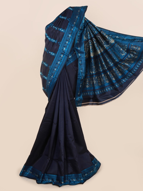 

Pothys Navy Blue Woven Design Baluchari Saree