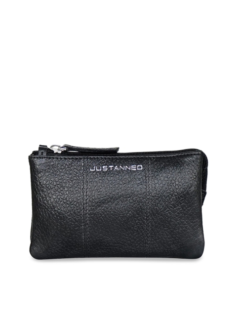 

Justanned Women Black Textured Zip Around Wallet