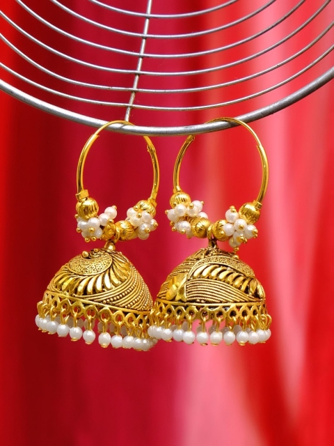 

Crunchy Fashion Gold-Plated Handcrafted Contemporary Jhumkas