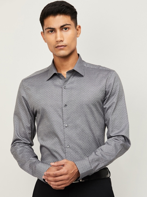 

CODE by Lifestyle Men Charcoal Slim Fit Self Design Casual Shirt