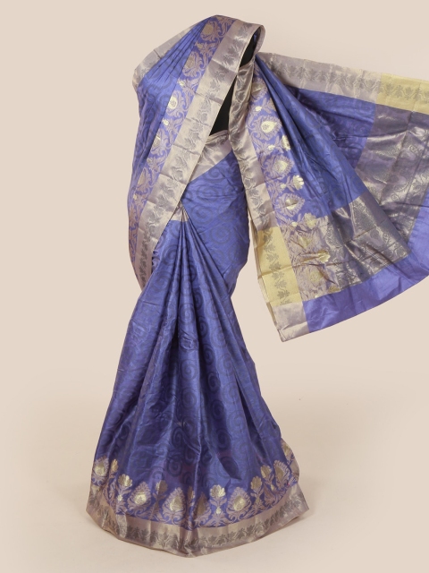 

Pothys Blue & Grey Pure Silk Woven Design Tussar Saree