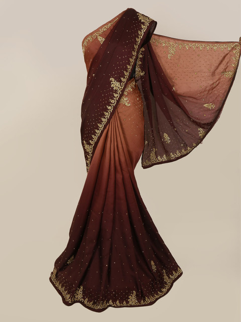 

Pothys Brown Dyed Pure Georgette Saree