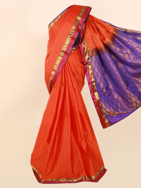 

Pothys Orange Pure Silk Solid Kanjeevaram Saree